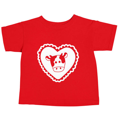 Cow heart illustration red baby toddler Tshirt 2 Years