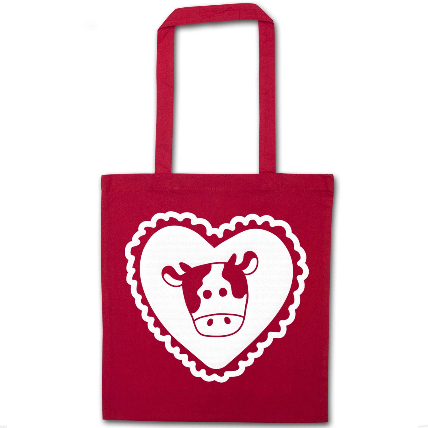 Cow heart illustration red tote bag