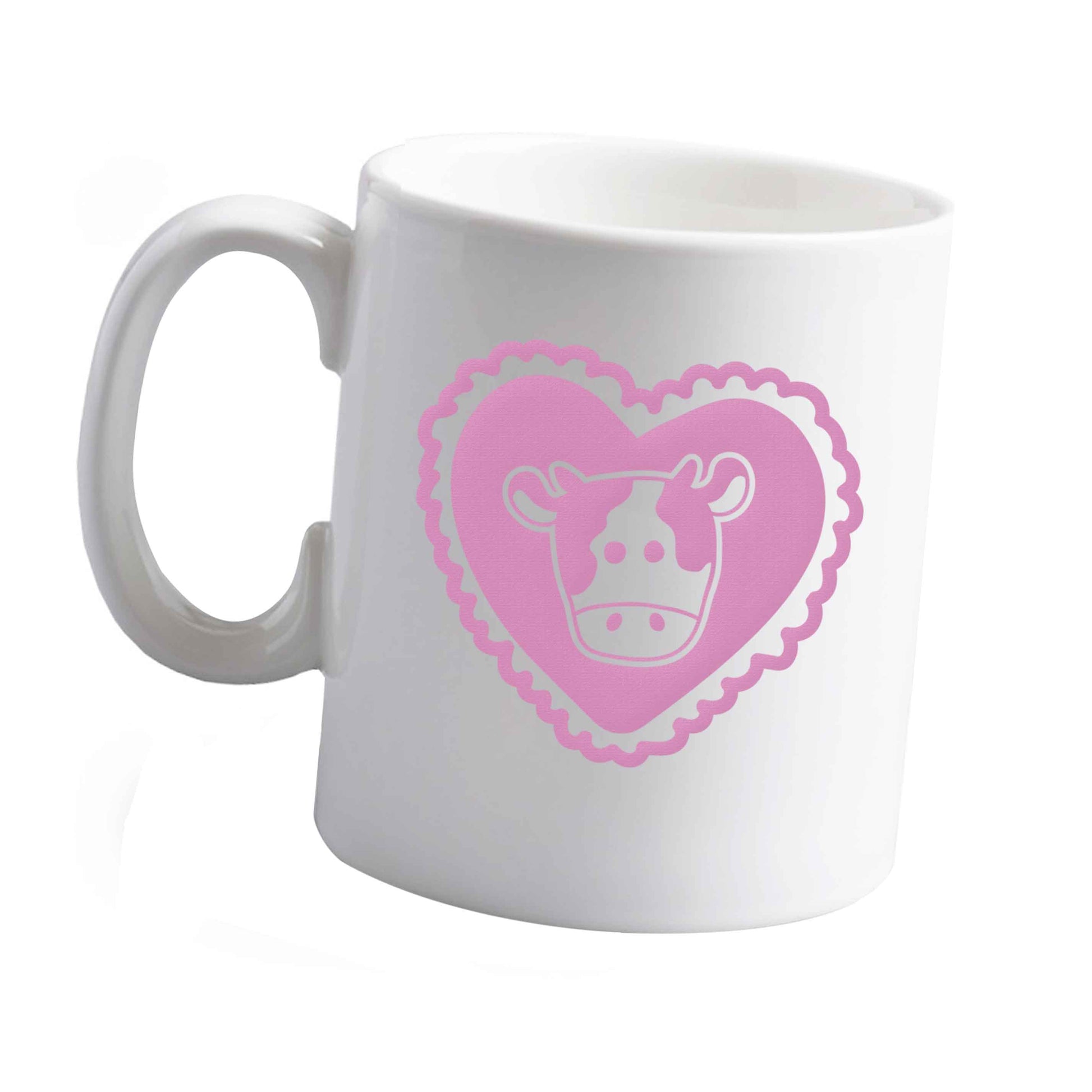 10 oz Cow heart illustration ceramic mug left sided