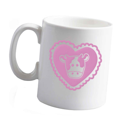 10 oz Cow heart illustration ceramic mug left sided