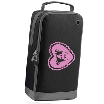 Cow heart illustration black sports shoe bag horizontal print