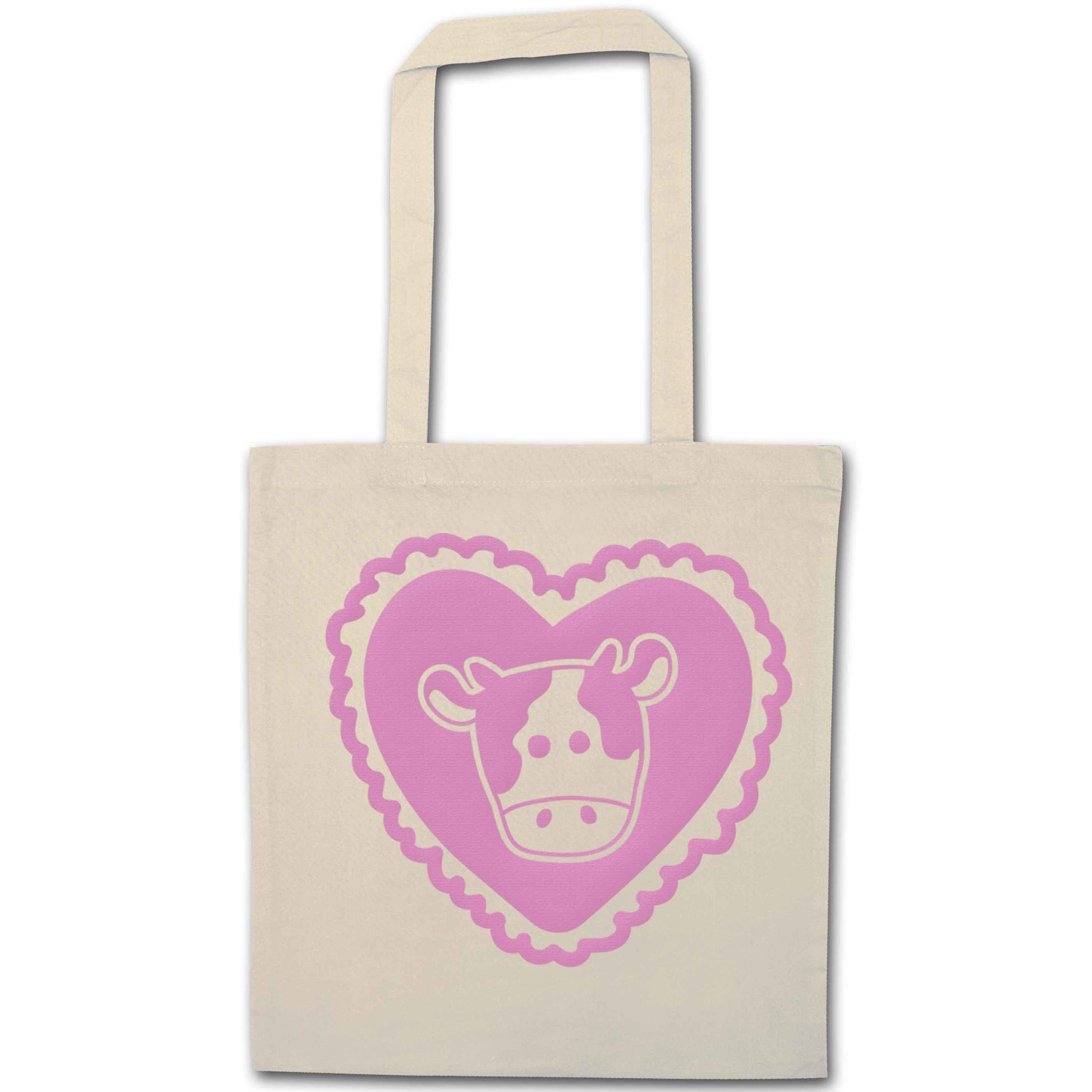 Cow heart illustration natural tote bag