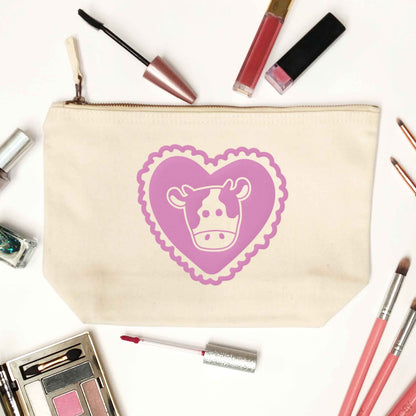Cow heart illustration natural makeup bag