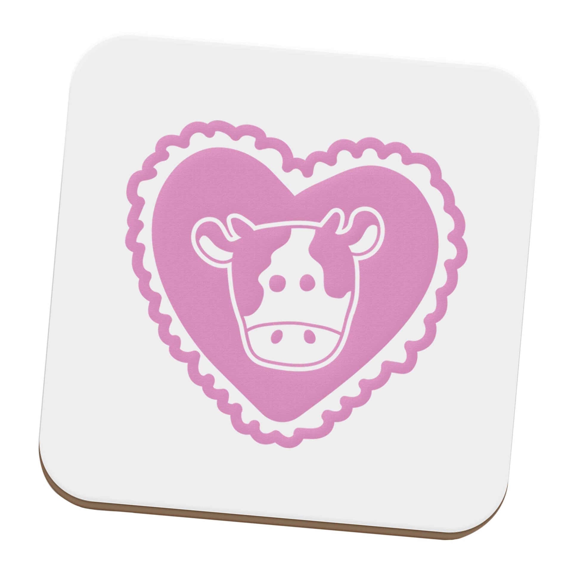 Cow heart illustration set of four coasters