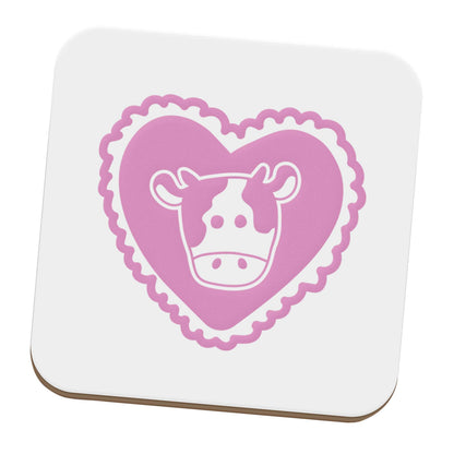 Cow heart illustration set of four coasters