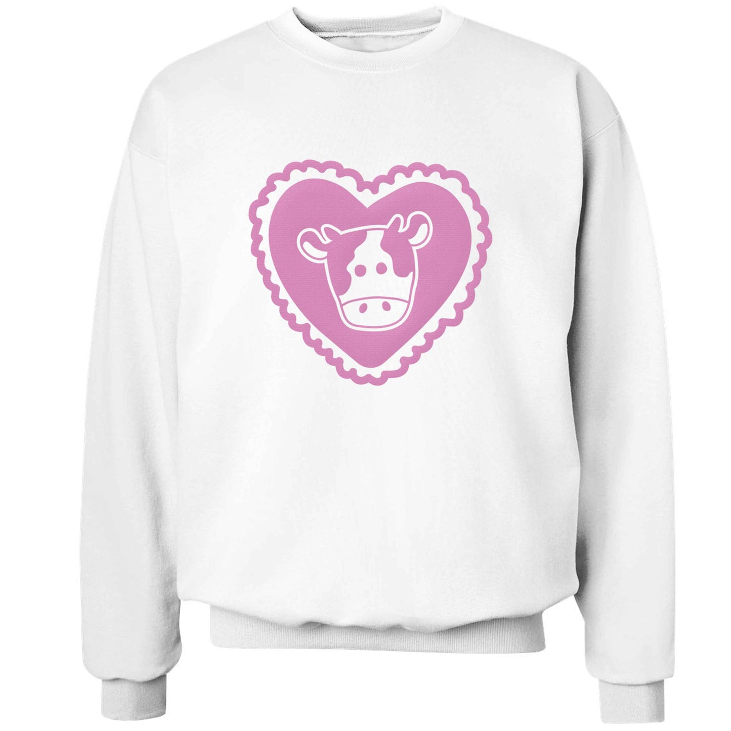 Cow heart illustration adult's unisex white sweater 2XL