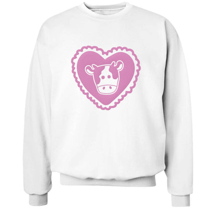 Cow heart illustration adult's unisex white sweater 2XL