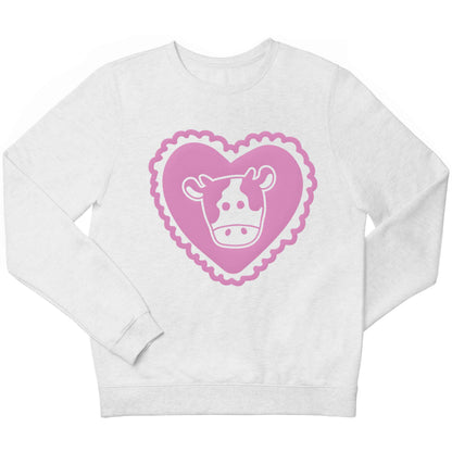 Cow heart illustration children's white sweater 12-13 Years