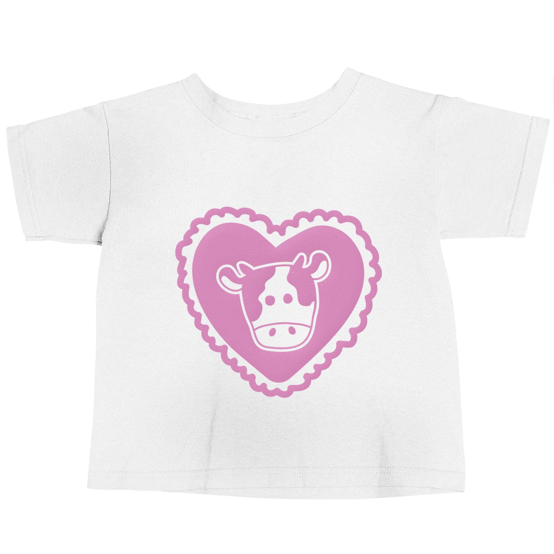 Cow heart illustration white baby toddler Tshirt 2 Years