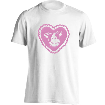 Cow heart illustration adults unisex white Tshirt 2XL