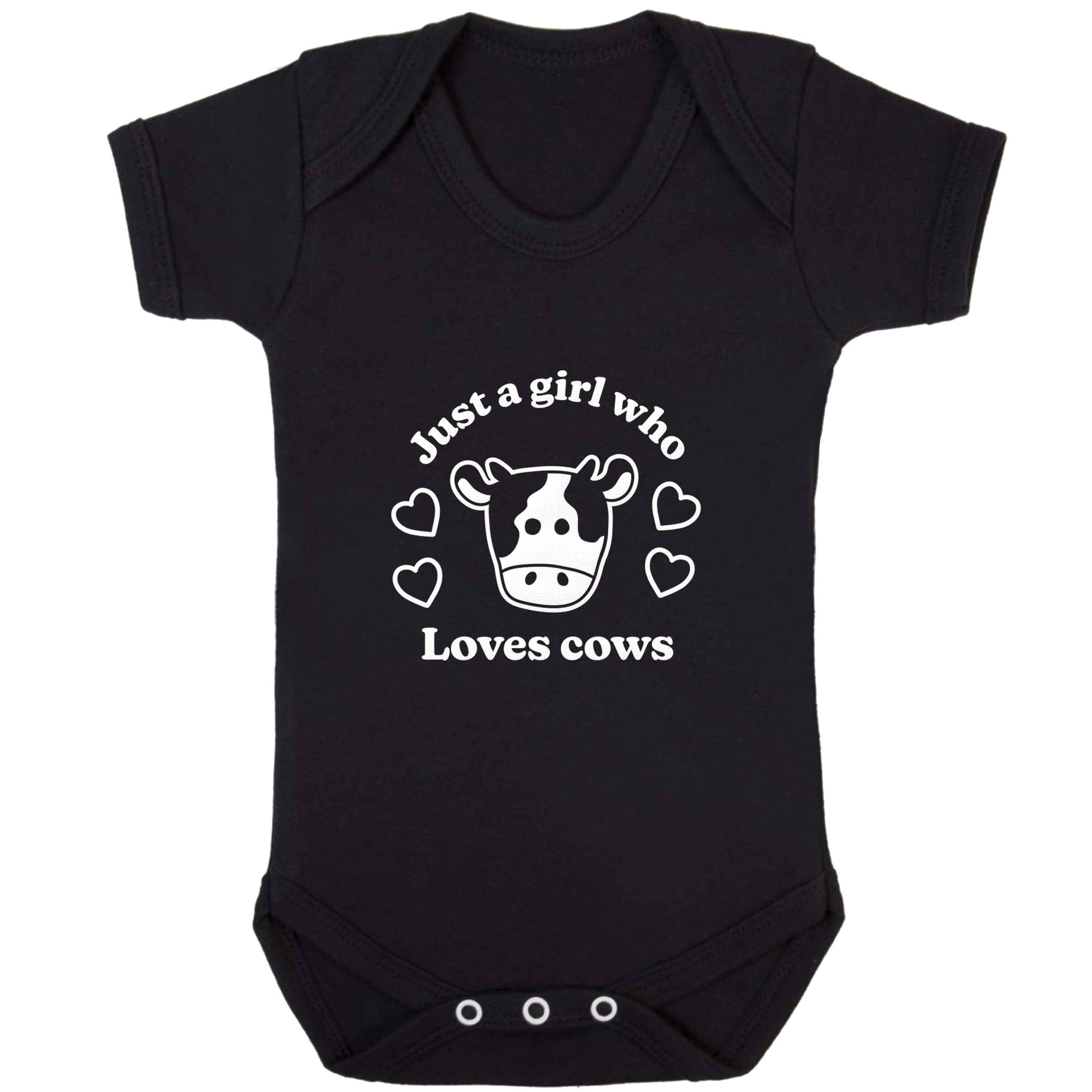 Just a girl who loves cows baby bodysuit black 18-24 months