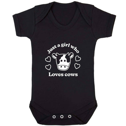 Just a girl who loves cows baby bodysuit black 18-24 months