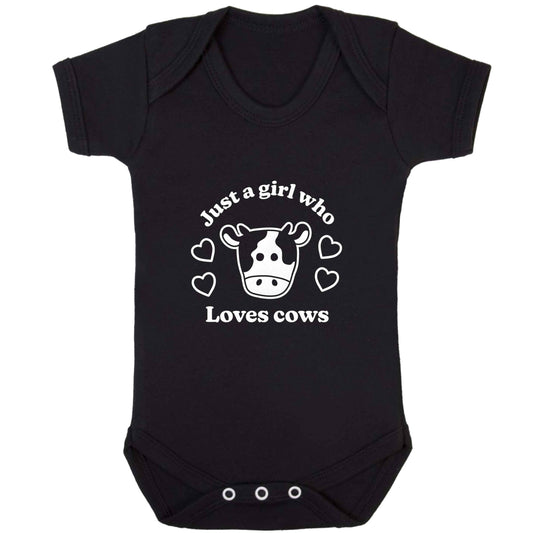 Just a girl who loves cows baby bodysuit black 18-24 months