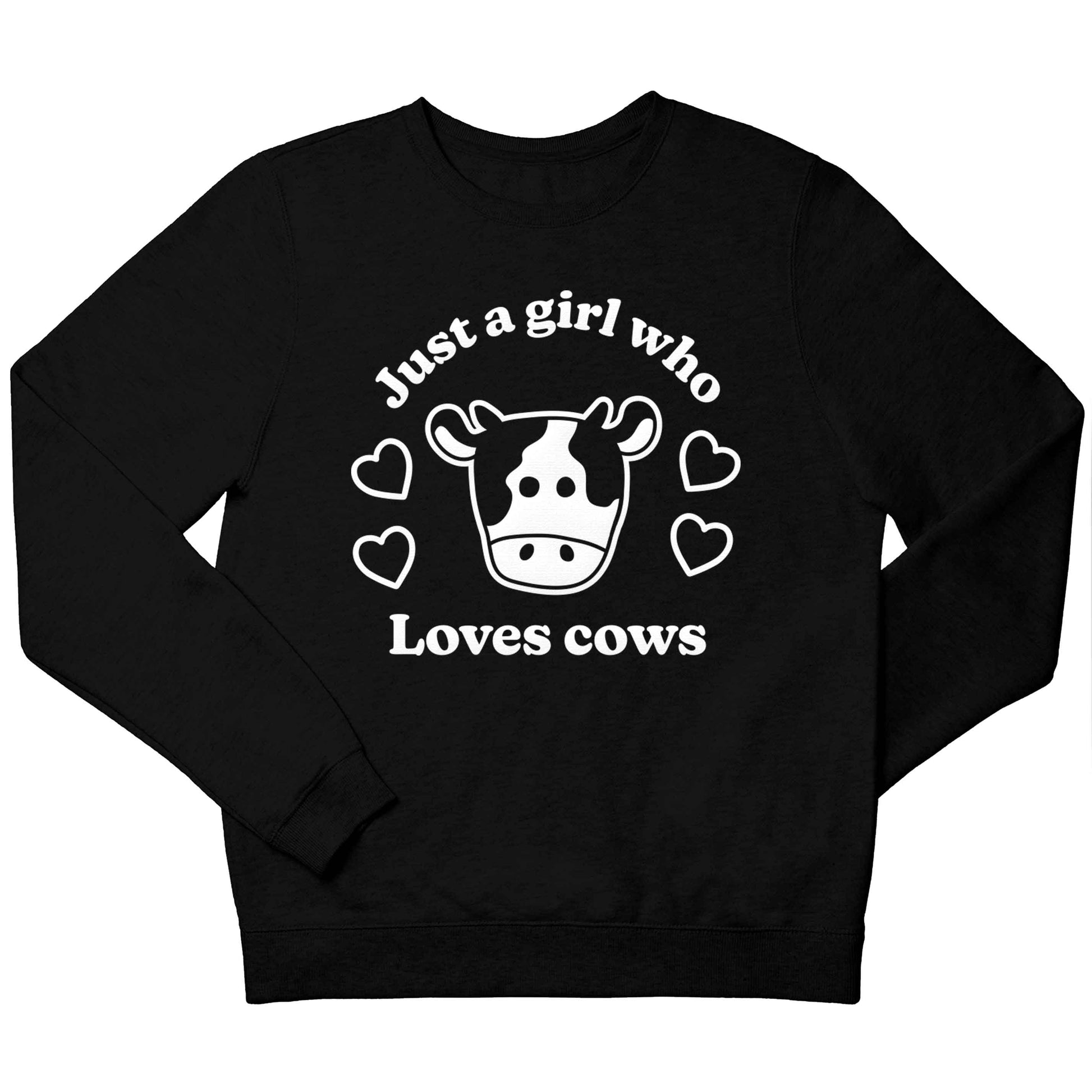Just a girl who loves cows children's black sweater 12-13 Years