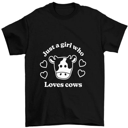 Just a girl who loves cows Children's black Tshirt 12-13 Years