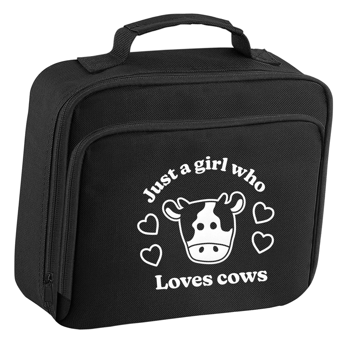 Just a girl who loves cows insulated black lunch bag cooler
