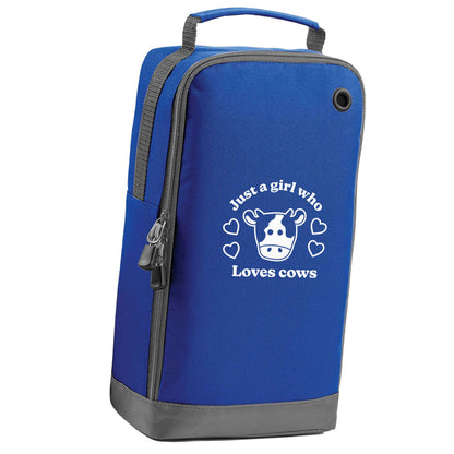 Just a girl who loves cows blue sports shoe bag vertical print