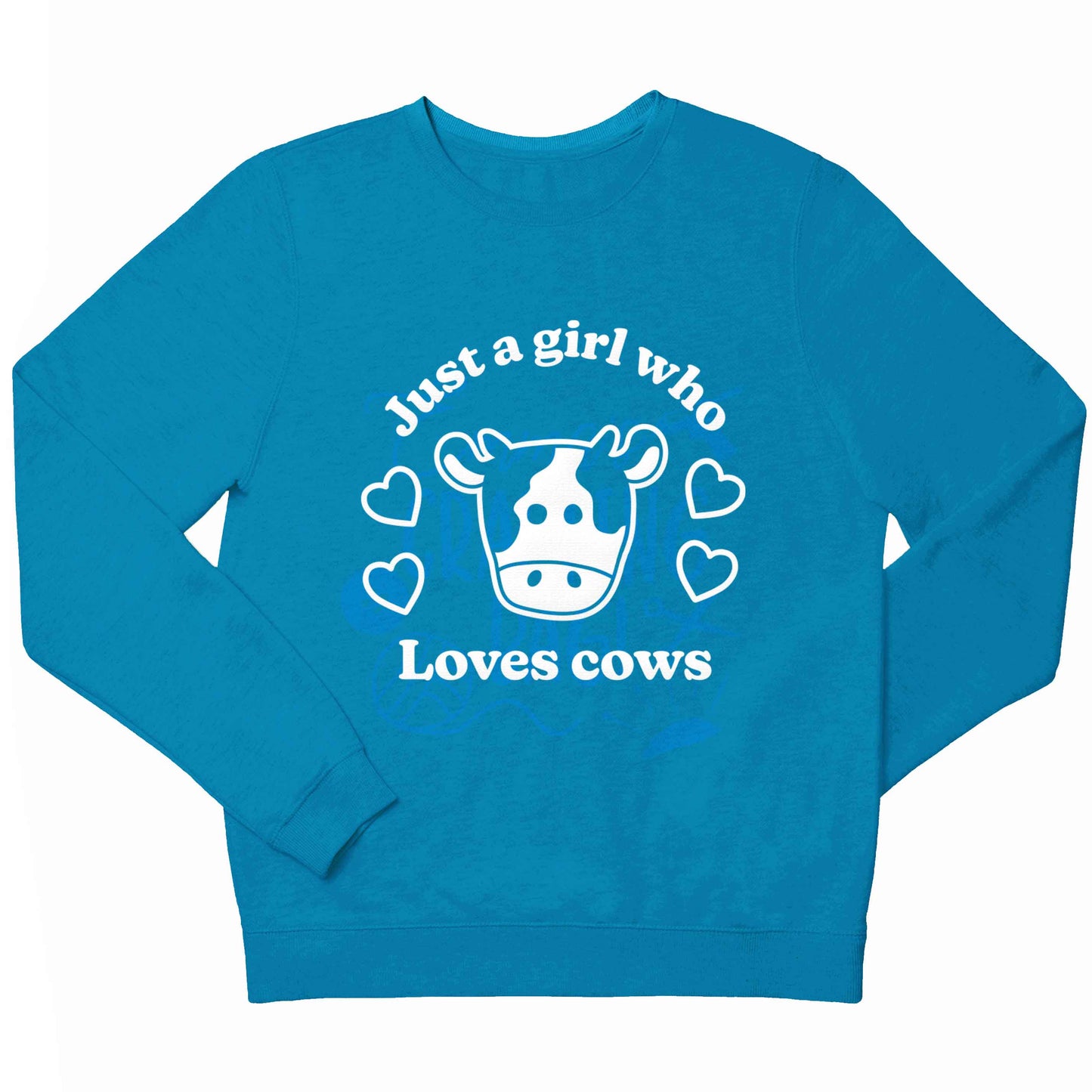 Just a girl who loves cows children's blue sweater 12-13 Years