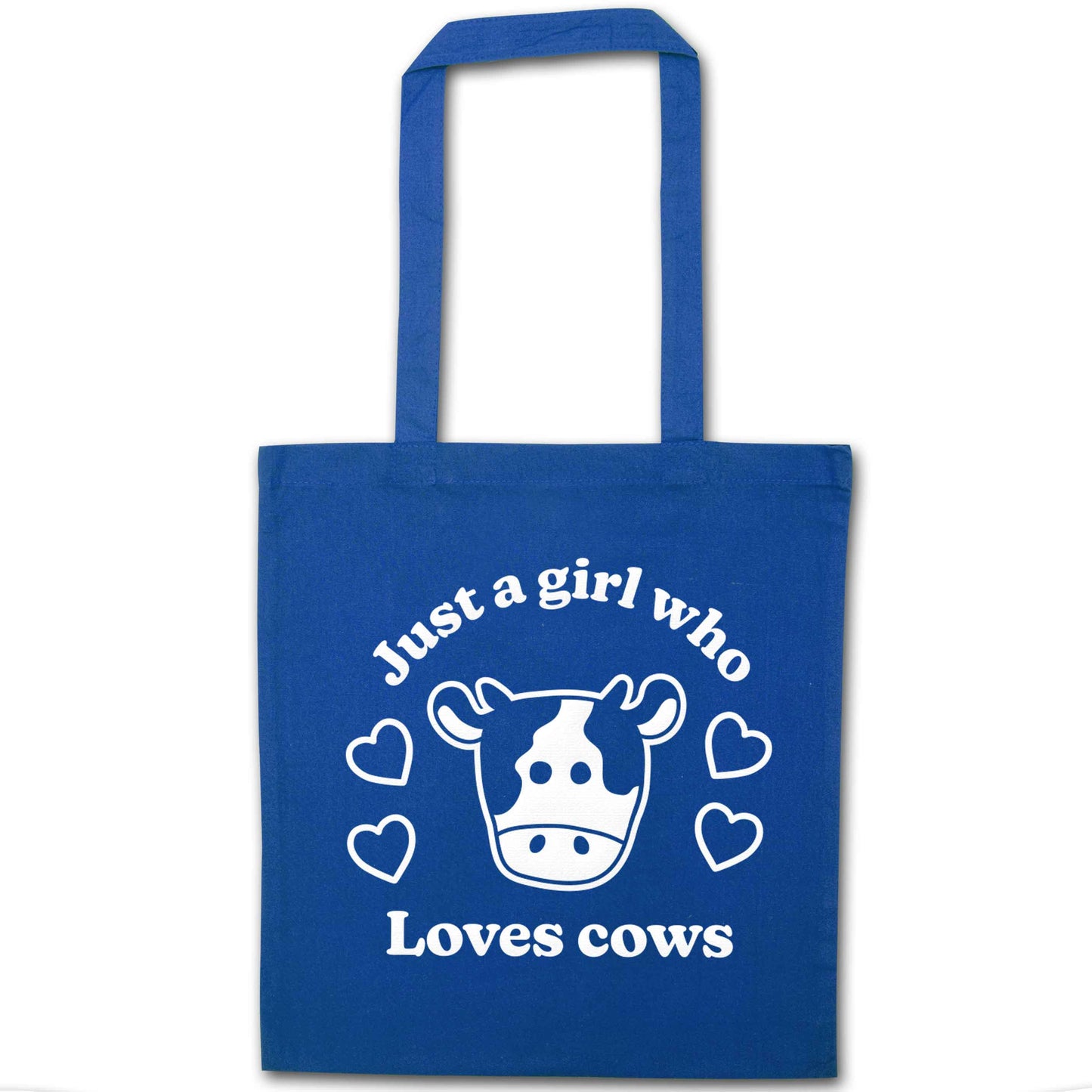Just a girl who loves cows blue tote bag
