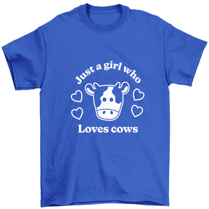 Just a girl who loves cows Children's blue Tshirt 12-13 Years