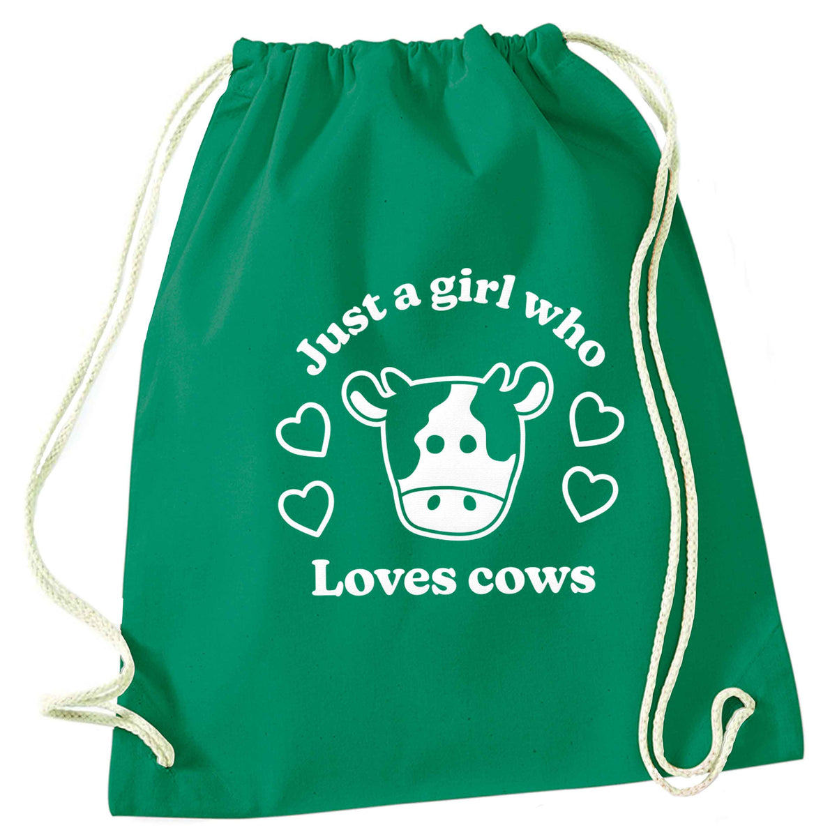 Just a girl who loves cows green drawstring bag