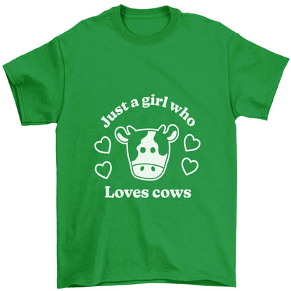 Just a girl who loves cows Children's green Tshirt 12-13 Years