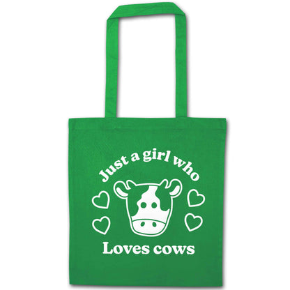 Just a girl who loves cows green tote bag