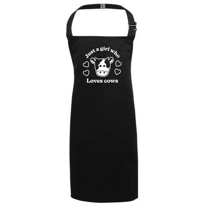 Just a girl who loves cows black apron 7-10 years