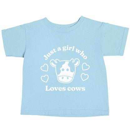 Just a girl who loves cows light blue baby toddler Tshirt 2 Years