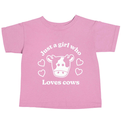 Just a girl who loves cows light pink baby toddler Tshirt 2 Years