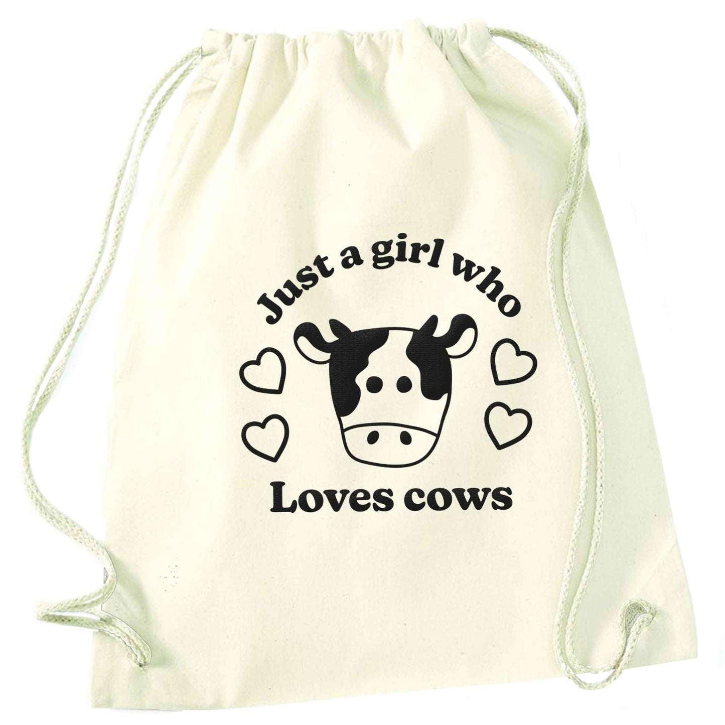 Just a girl who loves cows natural drawstring bag