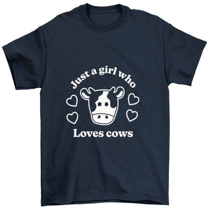 Just a girl who loves cows Children's navy Tshirt 12-13 Years