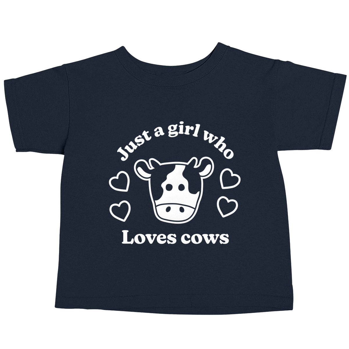 Just a girl who loves cows navy baby toddler Tshirt 2 Years