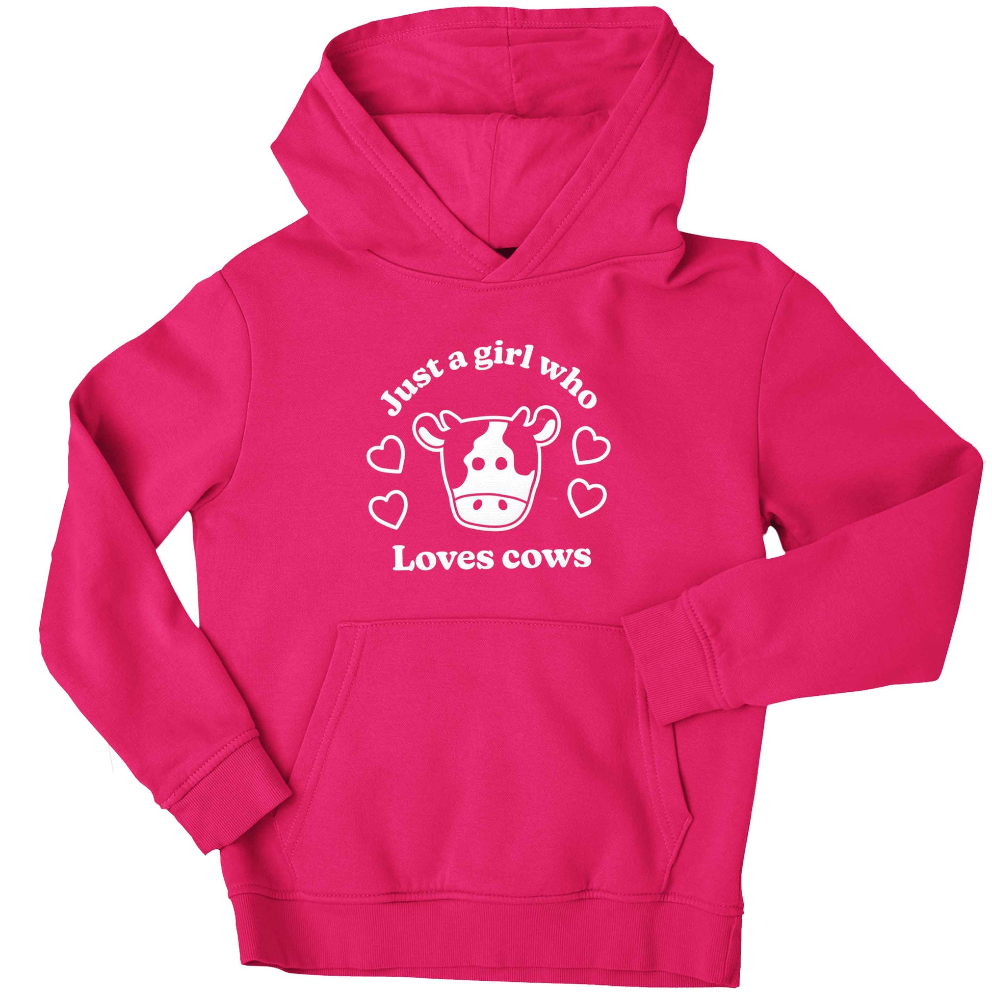 Just a girl who loves cows children's pink hoodie 12-13 Years