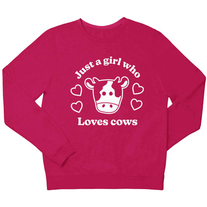 Just a girl who loves cows children's pink sweater 12-13 Years
