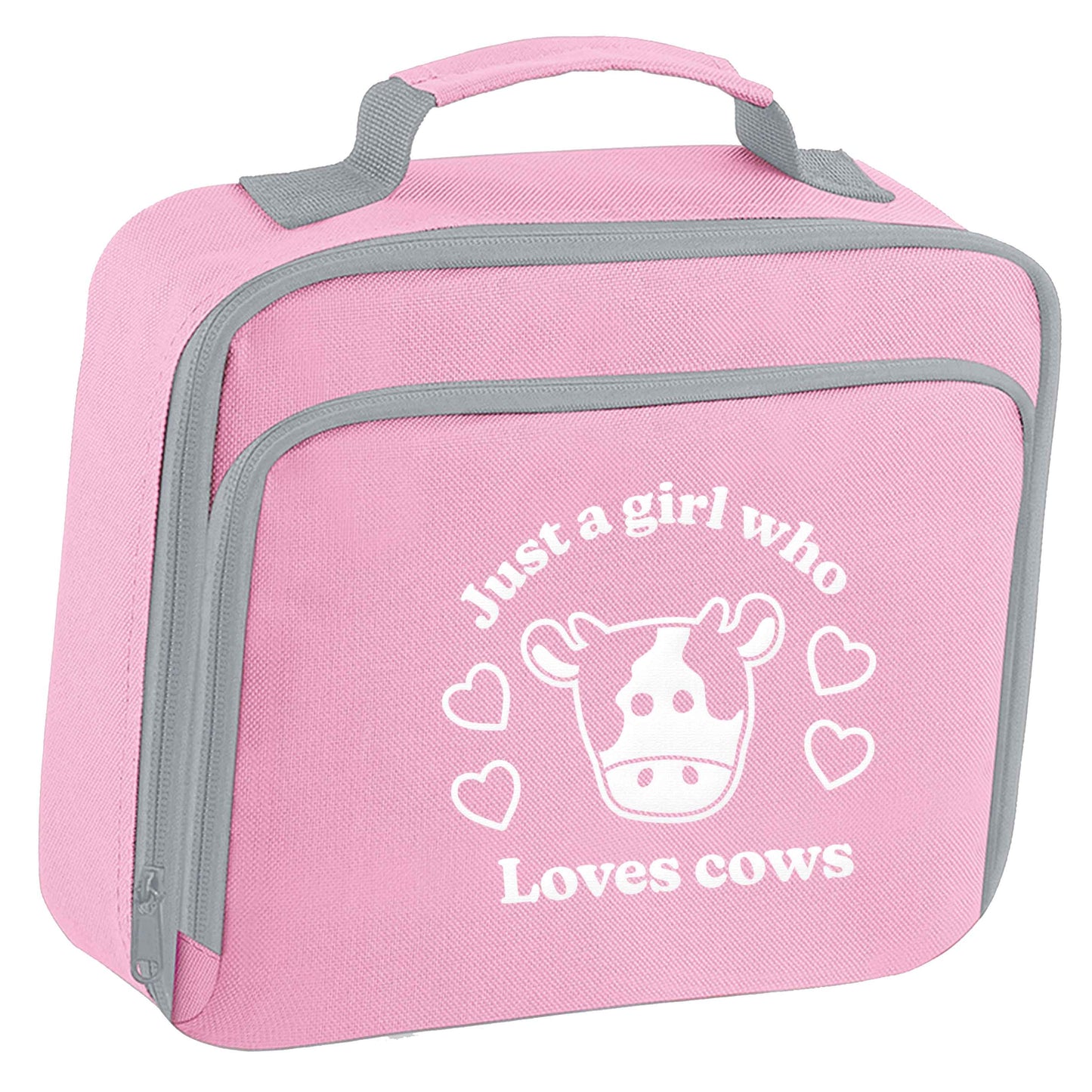 Just a girl who loves cows insulated pink lunch bag cooler