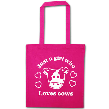 Just a girl who loves cows pink tote bag