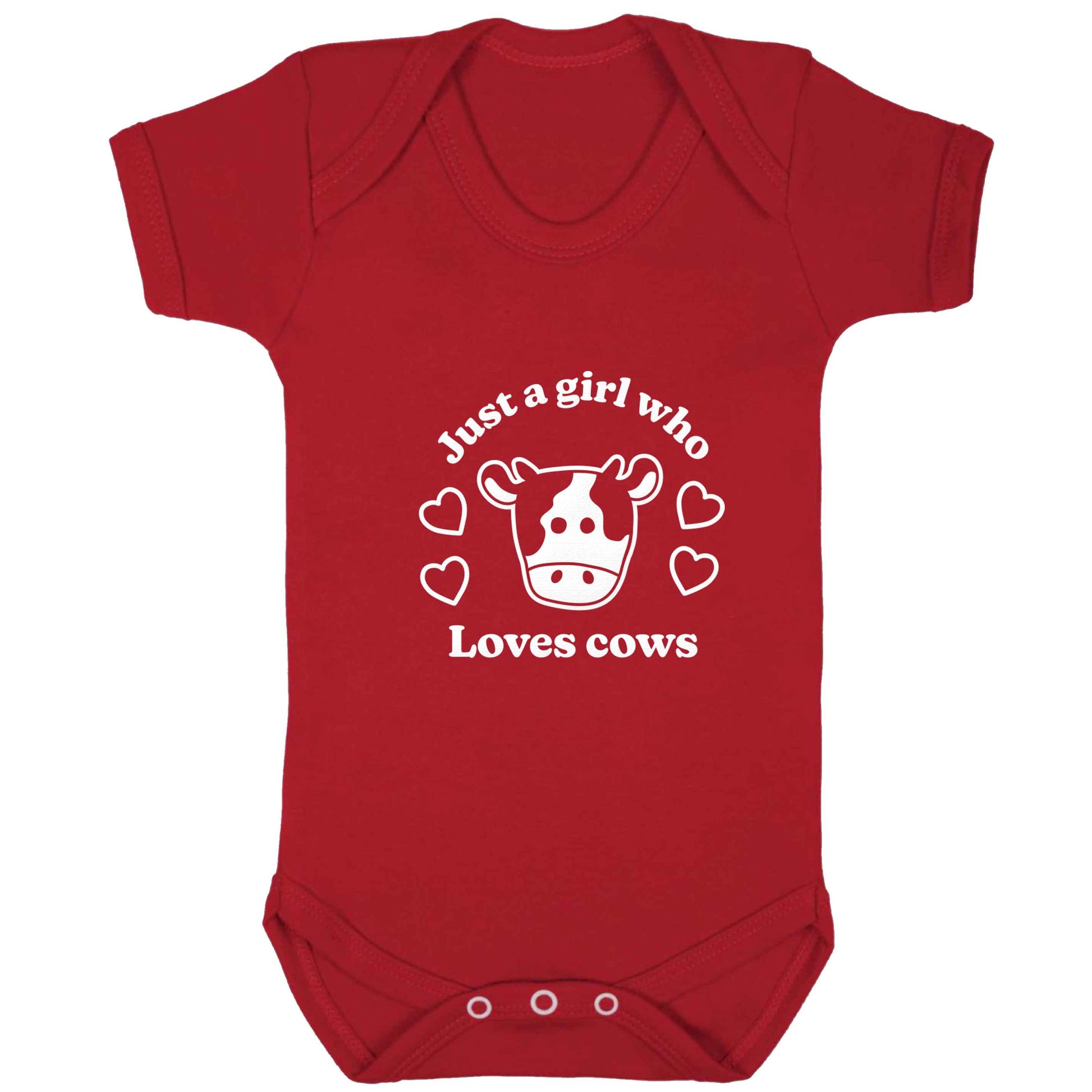 Just a girl who loves cows baby bodysuit red 18-24 months