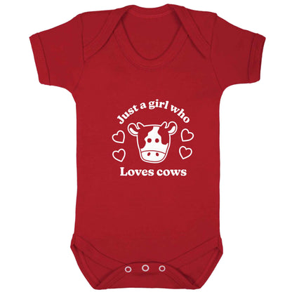 Just a girl who loves cows baby bodysuit red 18-24 months