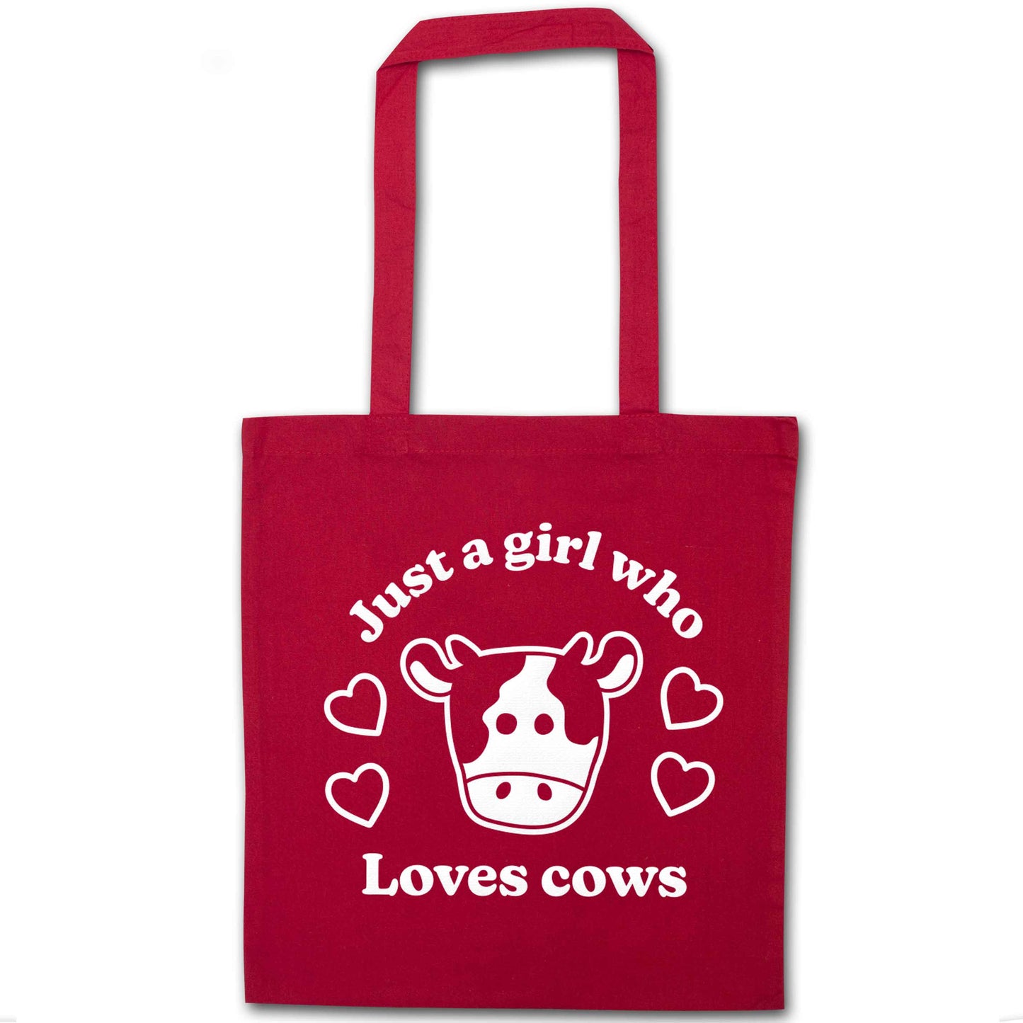 Just a girl who loves cows red tote bag