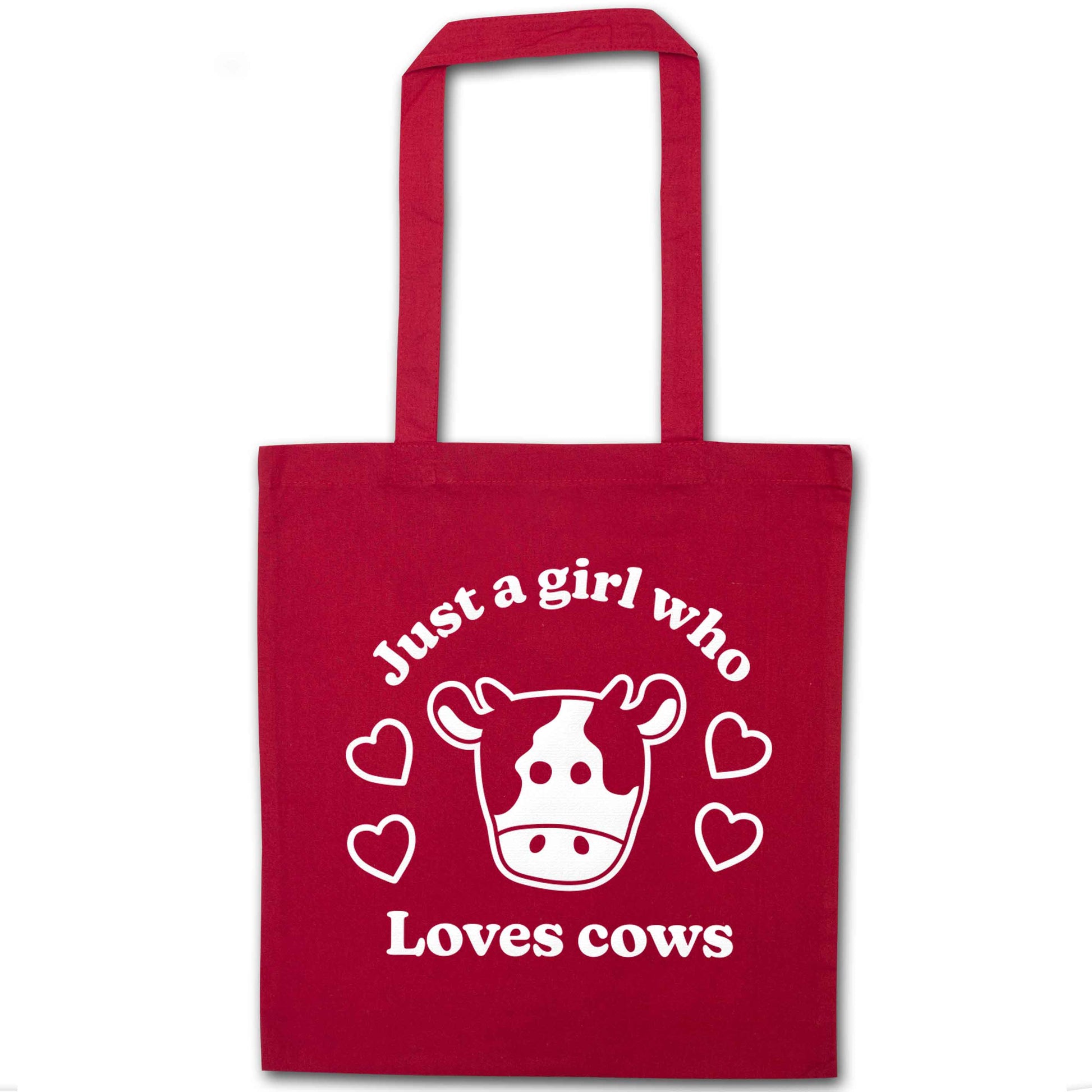 Just a girl who loves cows red tote bag