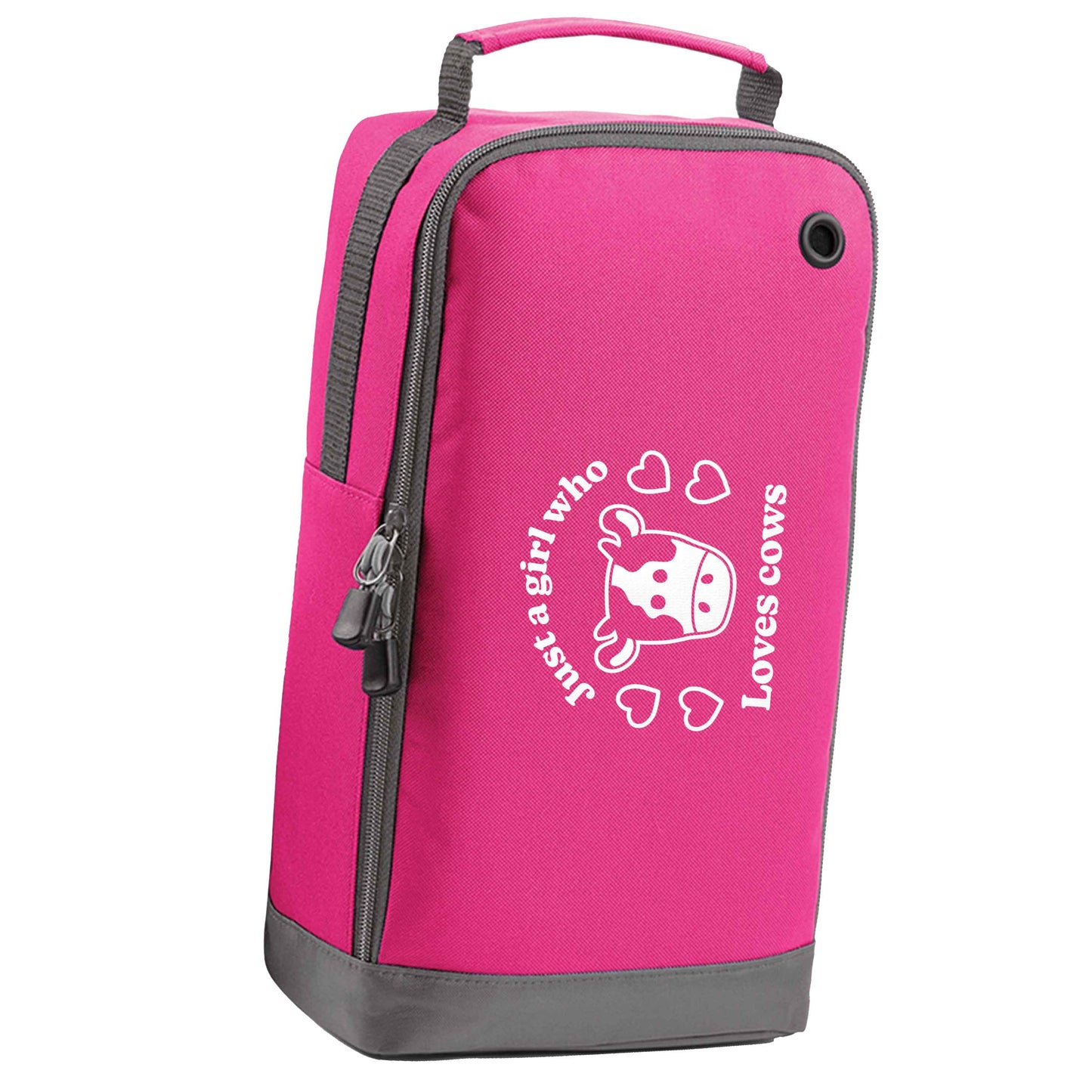 Just a girl who loves cows pink sports shoe bag horizontal print