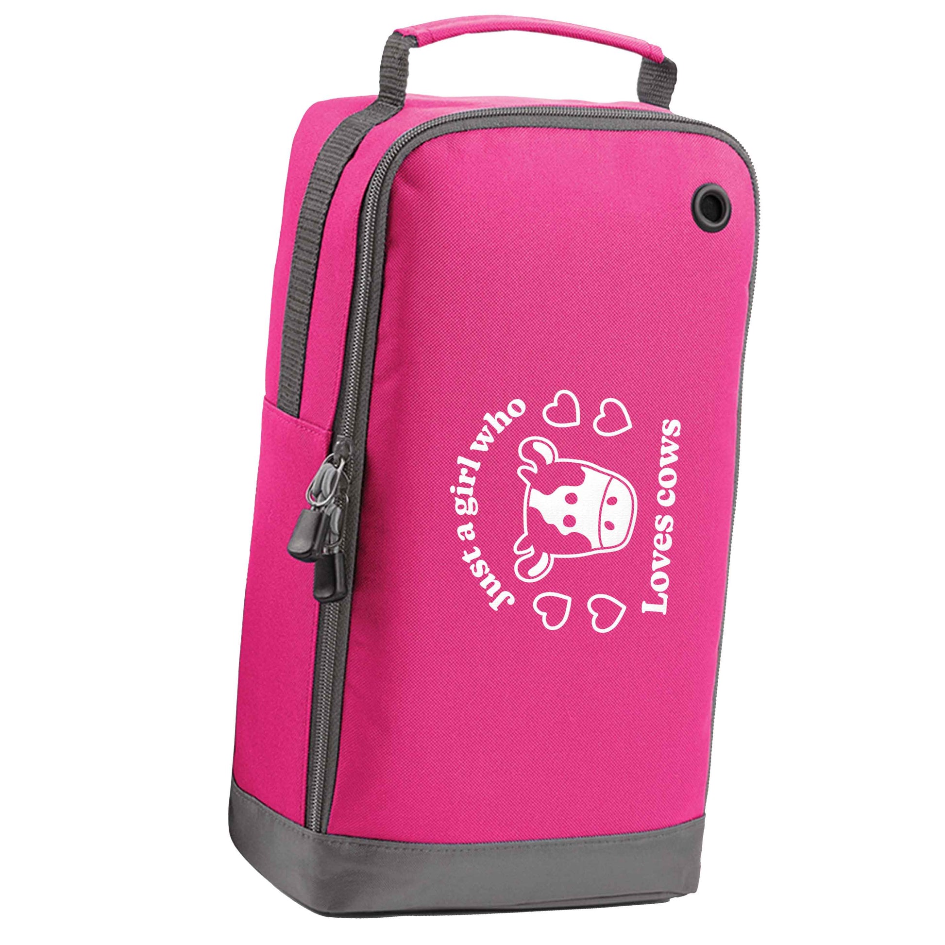 Just a girl who loves cows pink sports shoe bag horizontal print