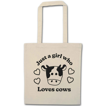 Just a girl who loves cows natural tote bag
