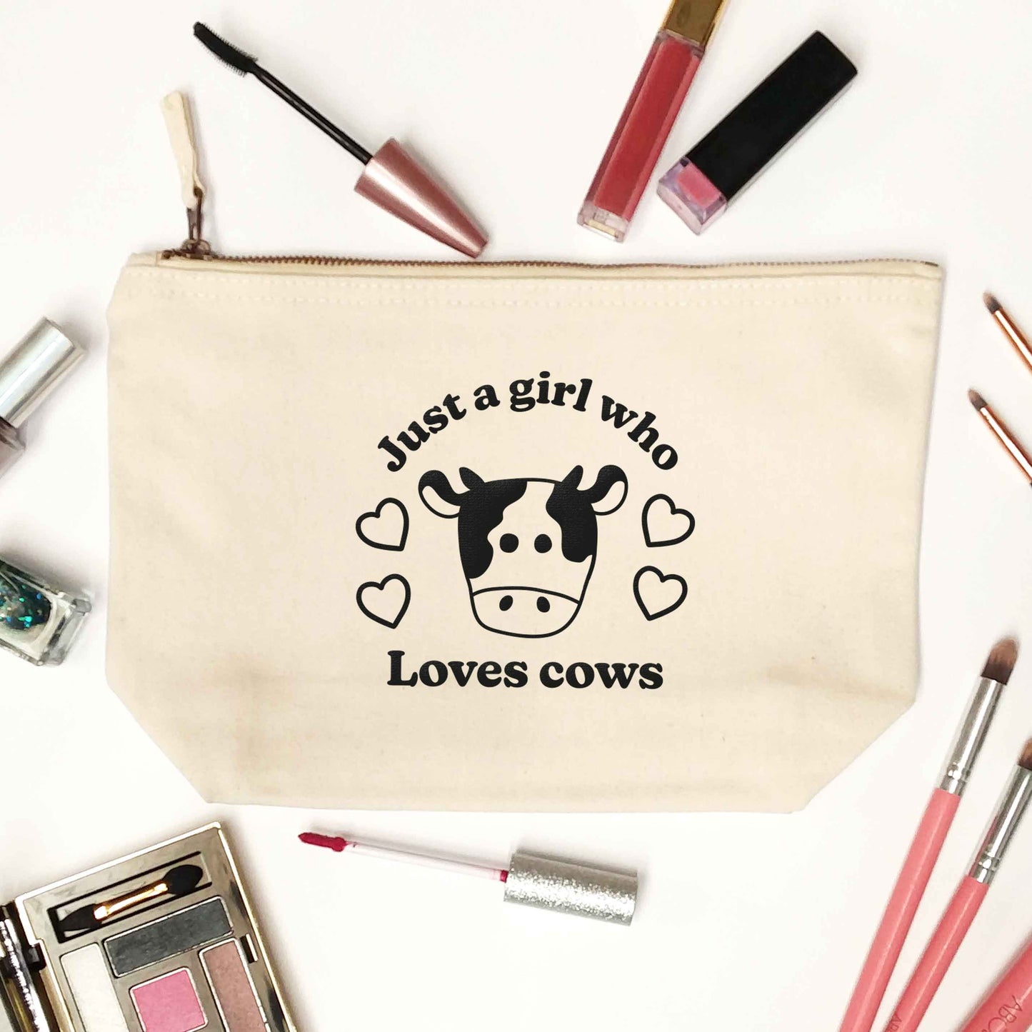 Just a girl who loves cows natural makeup bag