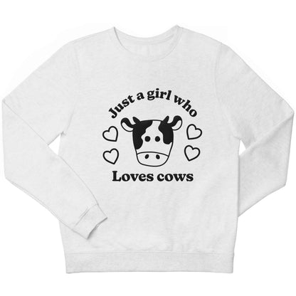 Just a girl who loves cows children's white sweater 12-13 Years