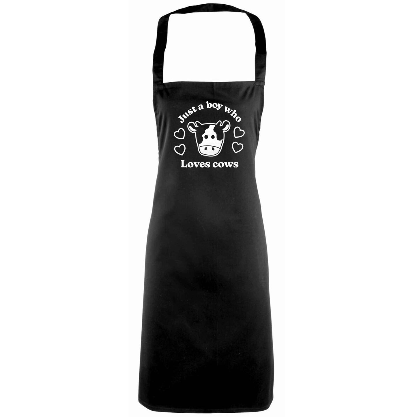 Just a boy who loves cows adults black apron
