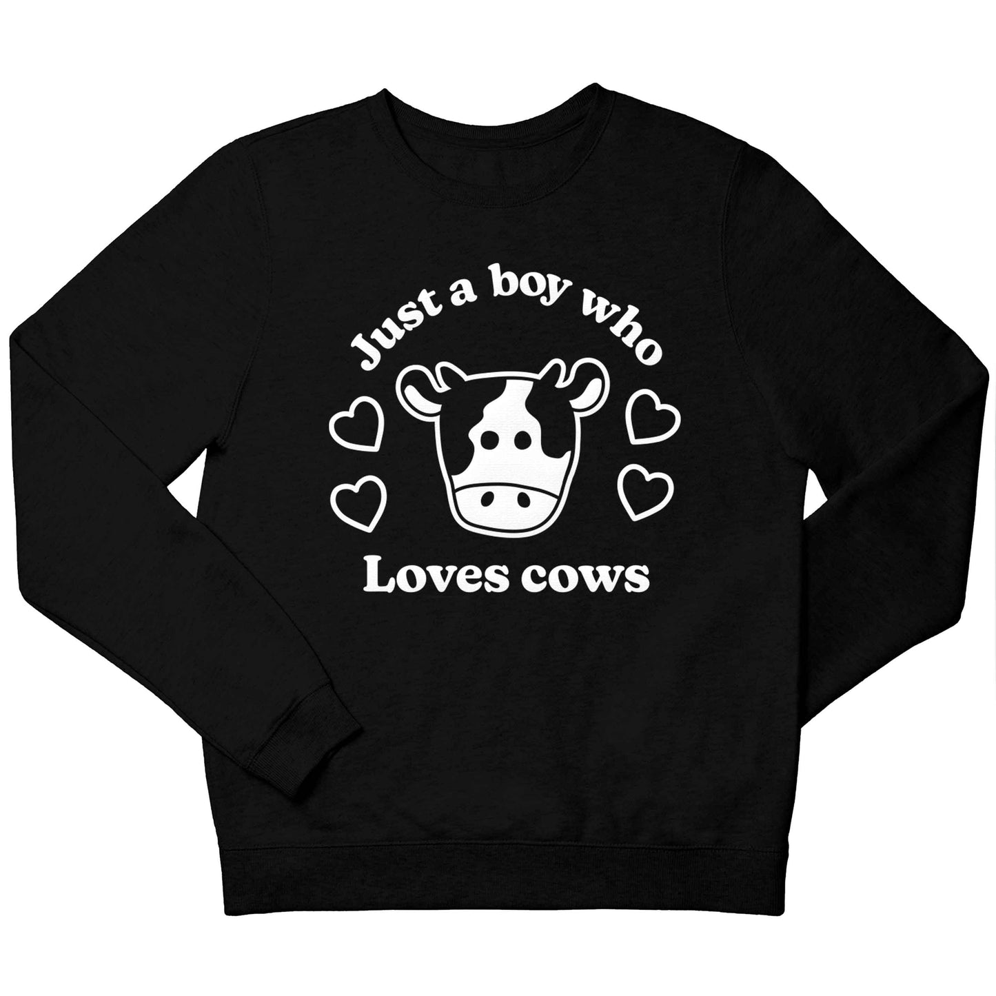 Just a boy who loves cows children's black sweater 12-13 Years