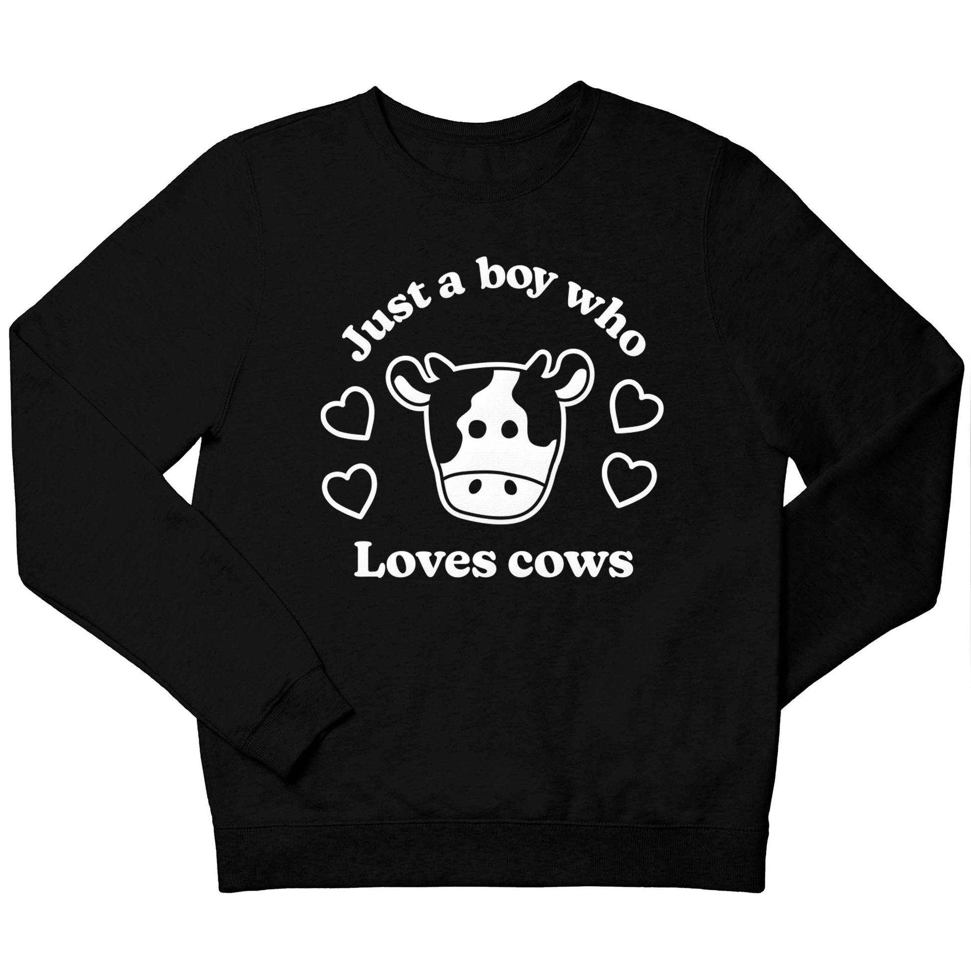Just a boy who loves cows children's black sweater 12-13 Years