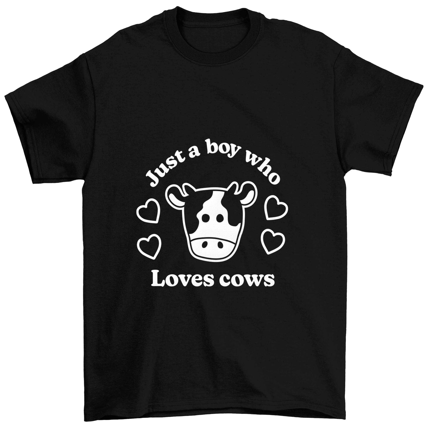 Just a boy who loves cows Children's black Tshirt 12-13 Years